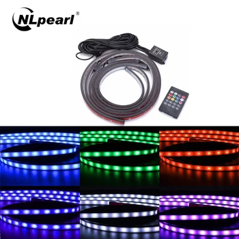 

Nlpearl 4x Decorative Lamp Music Remote Control RGB LED Strip 5050SMD Atmosphere Lamp Underglow Underbody System Neon Light 12V