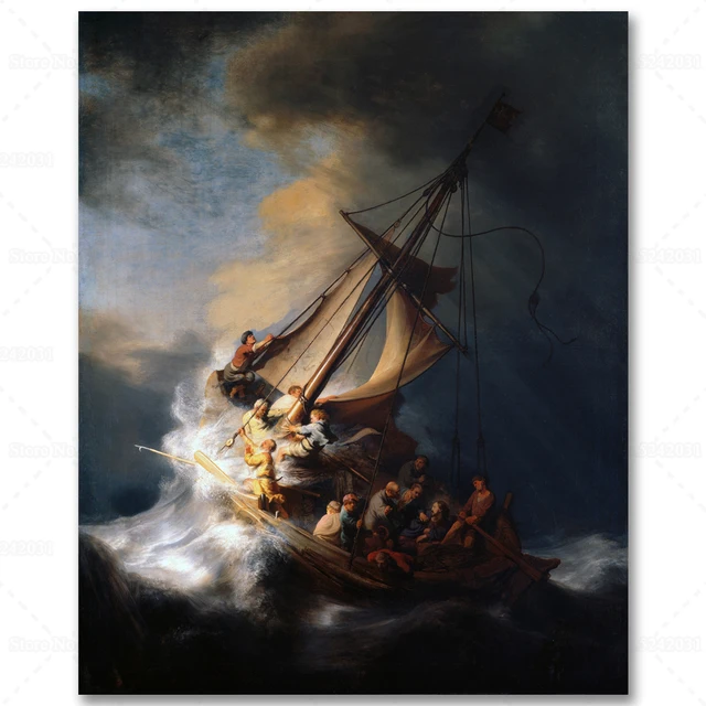 The Storm on the Sea of Galilee by Rembrandt Printed on Canvas