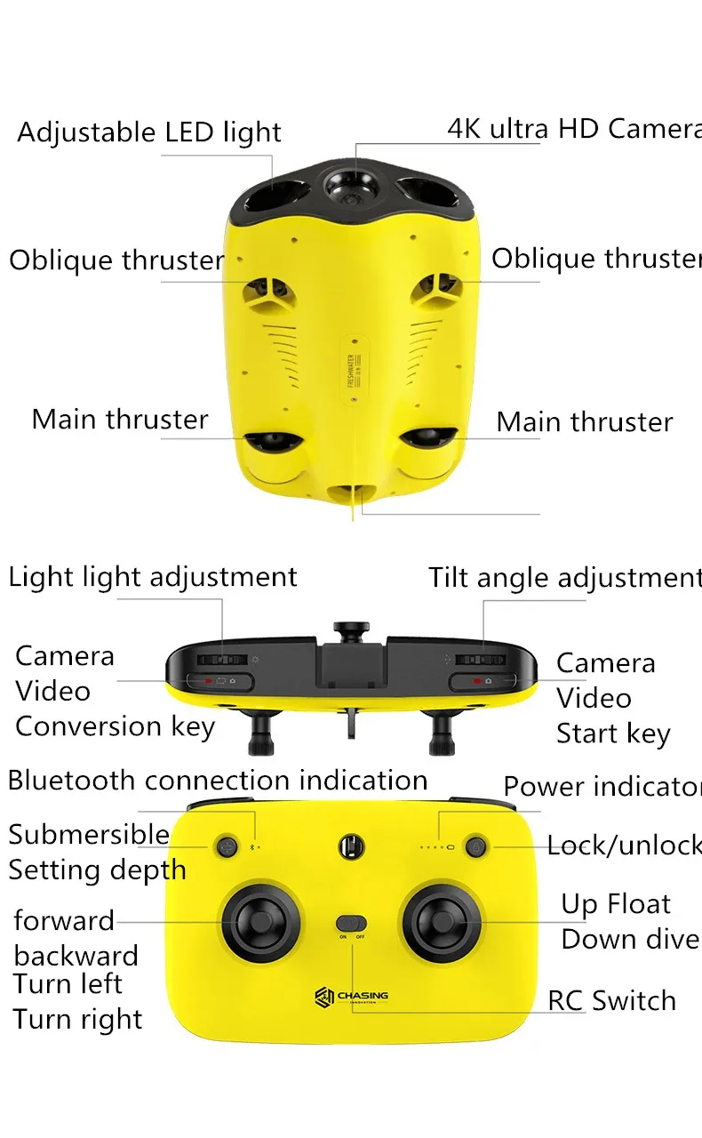 Gladius mini drones Five-Wheel Drive Miniature Underwater Submarine Drone Diving Drone with 4K Camera One-button lock depth 100m 6