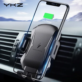 

YKZ Qi Wireless Car Charger for iPhone XS Max Samsung S10 Fast Wireless Charger Car Mount Mobile Phone Holder for Huawei Xiaomi