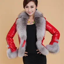 

DIMI Female Jacket Motorcycle Zipper Outerwear New Winter Leather Jacket Women Coat Faux Fox Fur Collar Short Coat Pu Leather