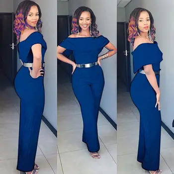 

Fashion Style Women Sexy Off Shoulder Jumpsuit Sleeveless Ruffles Neck Ladies Clubwear Summer Playsuit Bodycon Party Jumpsuit