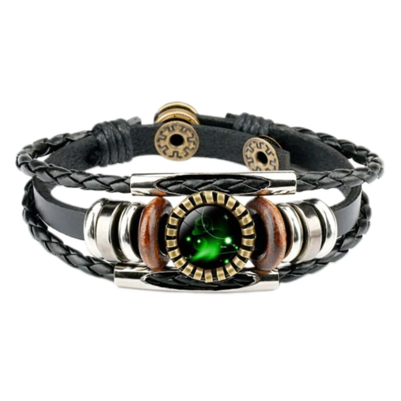 Aries/taurus/gemini/cancer/leo/virgo/libra/scorpio Zodiac Signs Button Leather Bracelet 12 Constellations Jewelry For Birthday | Украшения