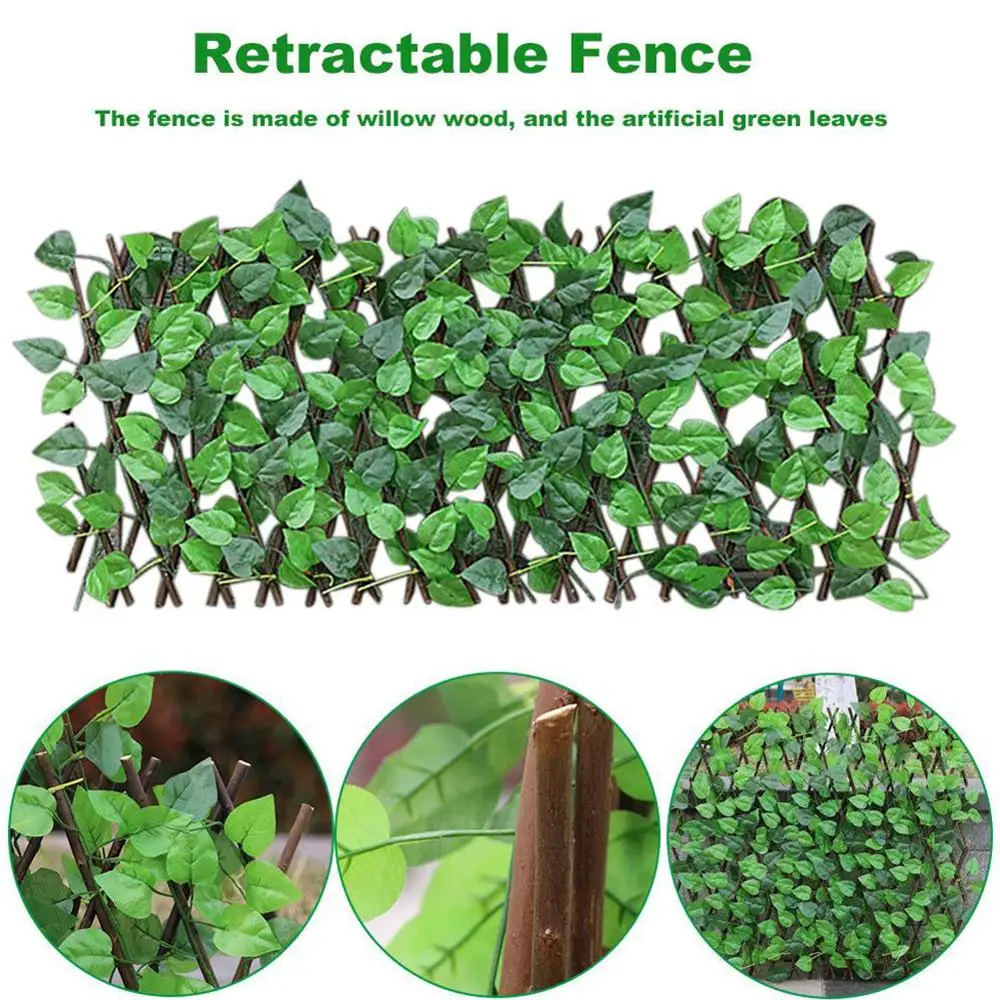 

Retractable Artificial Garden Fence Expandable Ivy Privacy Fence Wood Vines Climbing Frame Gardening Plant Home