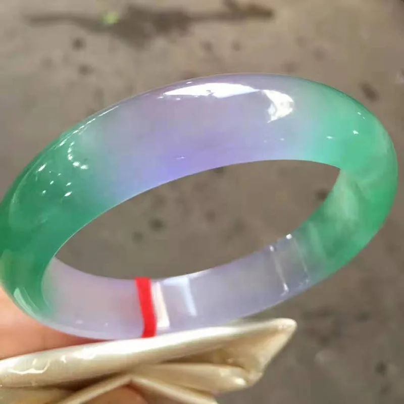 Myanmar natural emerald ice transparent perfect purple green bracelet(including certificate