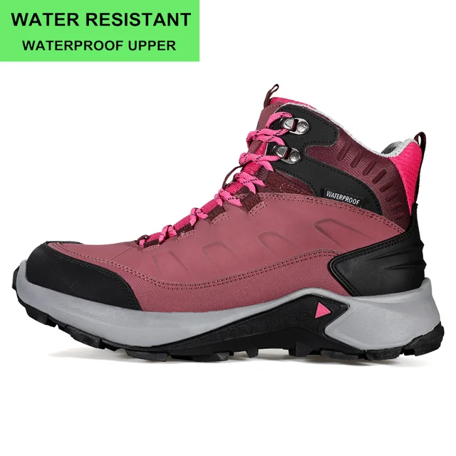 HUMTTO Woman Hiking Shoes Outdoor Mountain Camping Waterproof Sneakers for Women Leather Sport Hunting Climbing Trekking Boots Purple 210381B