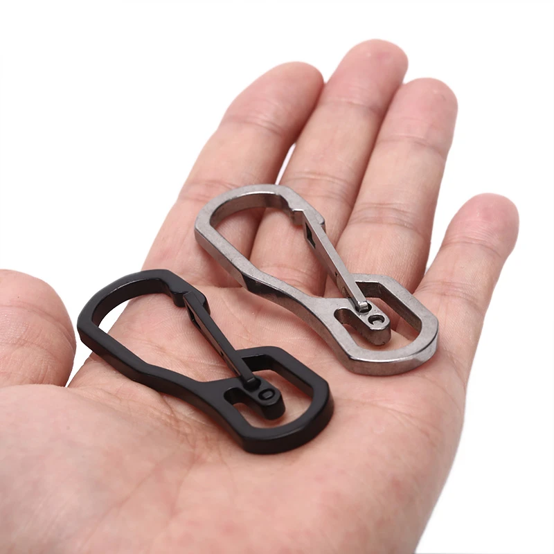 Keychain Key Ring Hook Outdoor Stainless Steel Buckle Carabiner Climbing Random