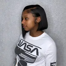 Malaika recto Bob corto frente de encaje pelucas de cabello humano 13x4 pelo brasileño peluca Bob contundente corte Bob pelucas con minimechones