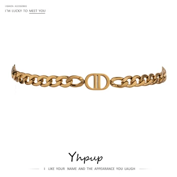 

Yhpup New 2020 Chain Stainless Steel Necklace Jewelry Statement Metal Texture Choker Necklace бижутерия для женщин Party Gift