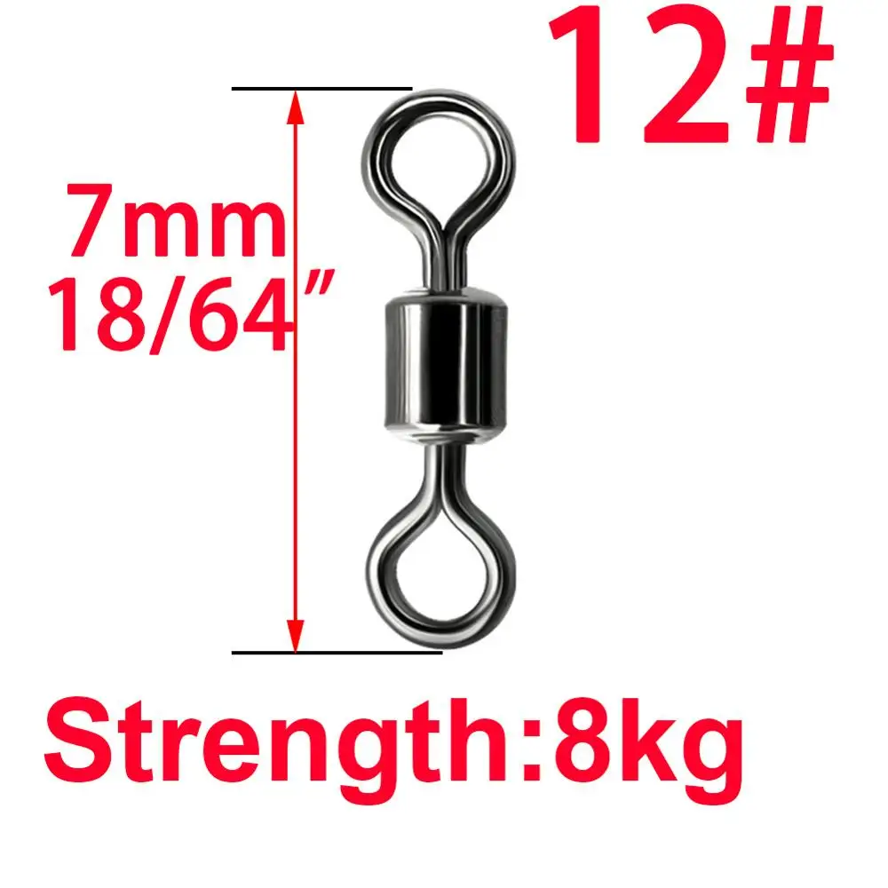 size12 50pcs 50 шт., шарикоподшипник, поворотное твердое кольцо, рыболовный разъем, ствол, поворотная приманка, Товары для рыбалки, аксессуары для морской рыбалки, инструмент - Цвет: size12 50pcs
