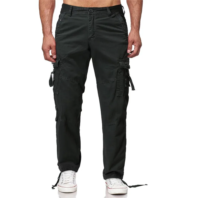 Mens Pants 2017 Fleece Warm Winter Cargo Big SizeMen Casual Loose Multi-pocket Causal Straight Jeans for Size |