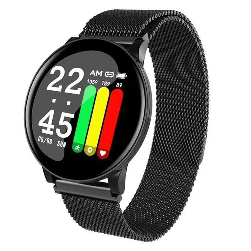 Смарт-часы Smartband фитнес-браслет давление ip68 водонепроницаемый монитор сердечного ритма фитнес-часы с трекером для IOS Android телефон - Цвет: Black steel strap