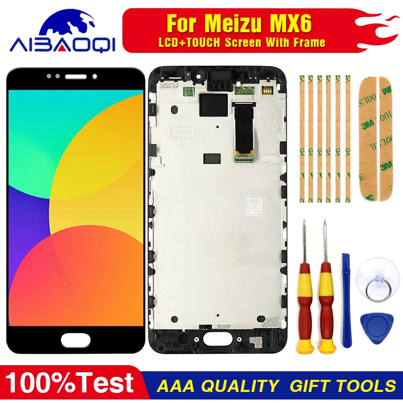 

AiBaoQi For 5.5'' Meizu MX6 M685U M685C M685Q M685M LCD screen display+ Touch Digitizer LCD screen replacement with frame tools