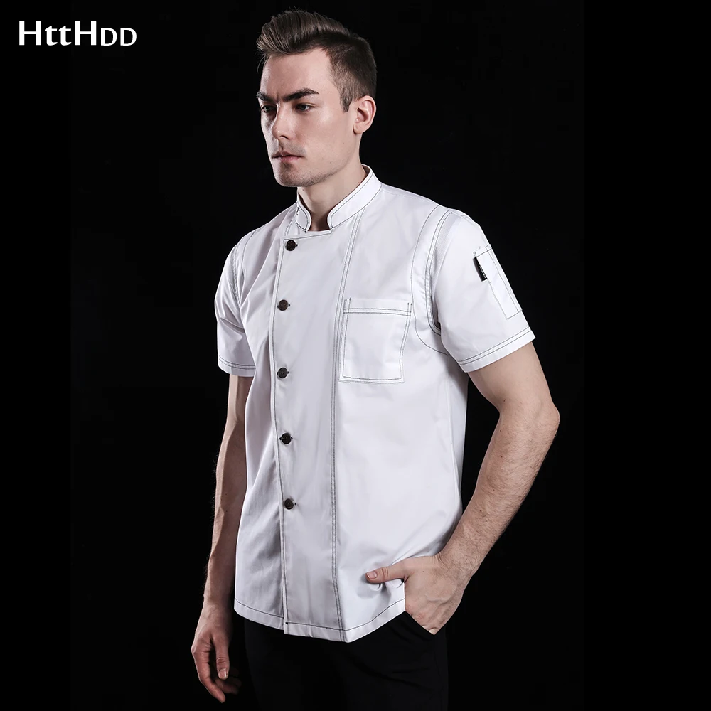 

High quality breathable short-sleeved chef uniform unisex chef jacket cafe chef uniform hotel restaurant waiter uniform custom