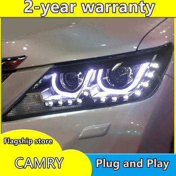 

Car Styling Head Lamp Case For Toyota Camry Headlights 2012 2013 2014 LED Headlight DRL H7 HID Xenon Low Beam bi-xenon lens