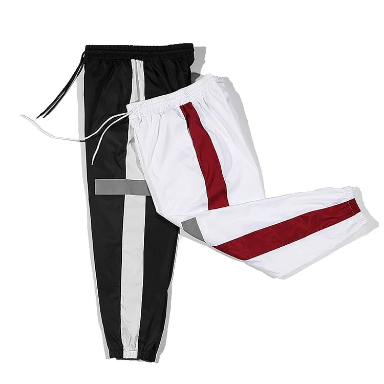 Мужские модные фосфоресцирующие спортивные штаны с боковыми полосками в стиле хип-хоп, спортивные штаны для бега, повседневные штаны с эластичной резинкой на талии