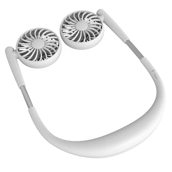 

USB Portable Fan Mini Neck Fan Rechargeable Small Portable Sports Fan Usb Desk Hand Air Conditioner Cooler White