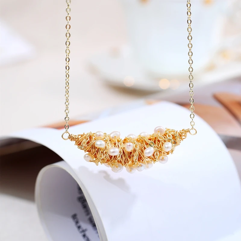 DAIMI Pearl Necklace Horns Pattern 4-5mm Natural Baroque Pendant For Women | Украшения и аксессуары