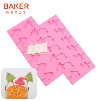 

BAKER DEPOT wholesale Silicone Mold for lollipop candy chocolate christmas gummy biscuit form cake decoration tool pack of 20