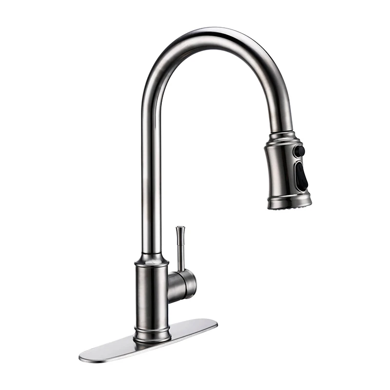 Kitchen Faucet Mixer Tap Touch Pull Out Down Deck Mount Hot Cold Water Swivel Spout Three Function Single Handle Hole With Cover modern kitchen faucets Kitchen Fixtures