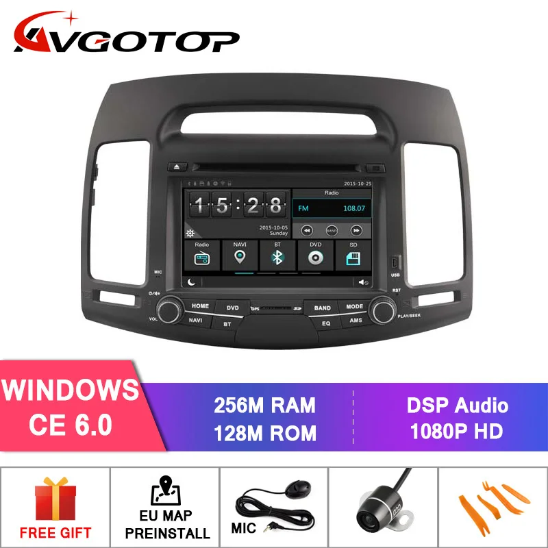 Wince 6.0 AVGOTOP Android 9 WINCE Bluetooth GPS Автомобильный радиоприёмник dvd-плеер для HYUNDAI ELANTRA 2007-2011 2G 16G MP3 MP4 автомобиля мультимедиа - Цвет: Wince 6.0