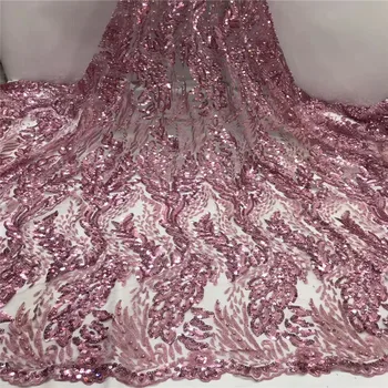 

Madison Onion Lace Fabric High Quality African Tulle Lace Fabric Latest French Mesh Sequins Lace Fabric for Women Dresse 5yard