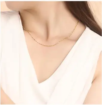 Authentic 24K 999 Yellow Gold Full Necklace For Women Female Best Gift Lover Party Wedding Necklace New 2.5-3g Hot Fashion 5