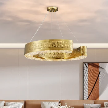 

Modern crystal chandelier lighting for living room luxury gold hanging lamp in the bedroom round indoor lighting