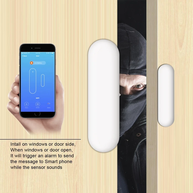 MOOL New Magnetic 2.4GHz Wireless APP Control Anti Theft Window Door Sensor Alarm System