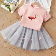 Bear Leader/Детские нарядные платья для девочек новое летнее платье принцессы для девочек платье с вышивкой в виде фламинго Одежда для девочек Детский костюм для детей 3-7 лет