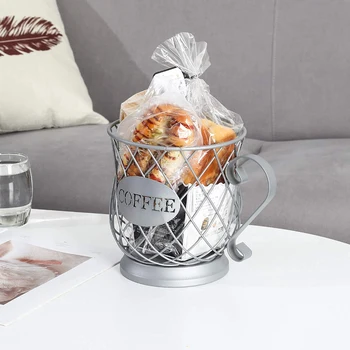 

Coffee Pod Holder,Iron Wire Large Capacity Coffee Storage Carousel Holder Organizer, Coffee Pod Storage Basket,Silver