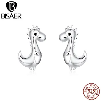 

BISAER Dinosaur Earrings Authentic 925 Sterling Silver Cute Dinosaur Stud Earrings for Women Sterling Silver Jewelry Gift