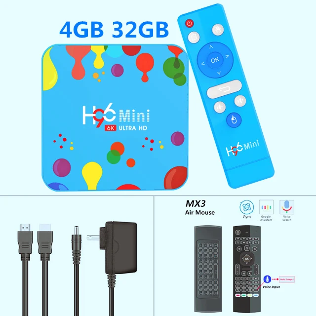 4G32G-MX3 H96 Мини Android 9,0 Smart tv Box ALLWINNER H6 четырехъядерный 2,4& 5,8 Ghz двойной Wifi 4GB 128GB 6K телеприставка медиаплеер домашний кинотеатр - Цвет: 4G32G-MX3