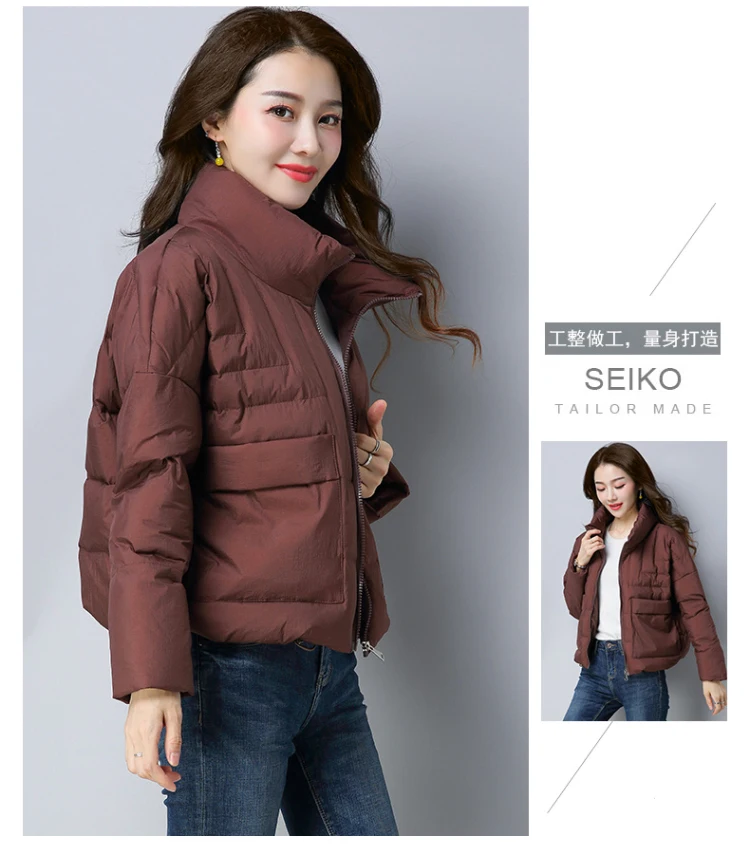 Winter Zipper Stand Collar Cotton-padded Clothes/Cotton Coat Korean-style Versatile Fashion Casual Slim Fit Elegant