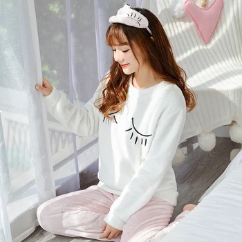 

Winter Women Flannel Warm Pyjamas Pajamas for Teen Girls Cute Sleepwear Kawaii Pajama Nightwear Lounge Wear Plus Size Lingere