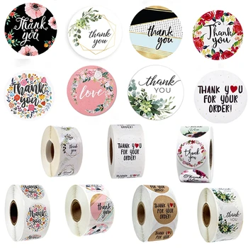 

500 pcs Round Thank You Stickers Seal Labels Hand Made With Love 1inch Sticker Decoration for Envelope Gift Wedding Party Decor
