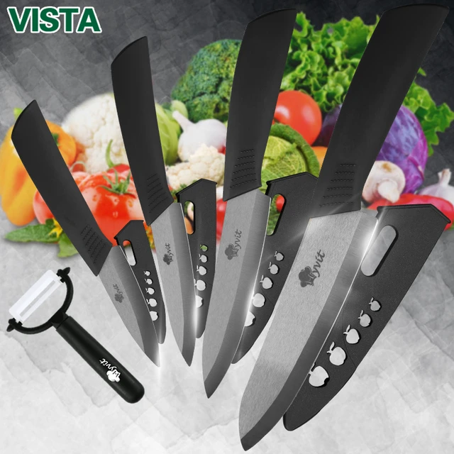 FINDKING Quality Ceramic kitchen knives black pattern blade with holder  Peeler covers ceramic knife set kitchen knifes set best - AliExpress