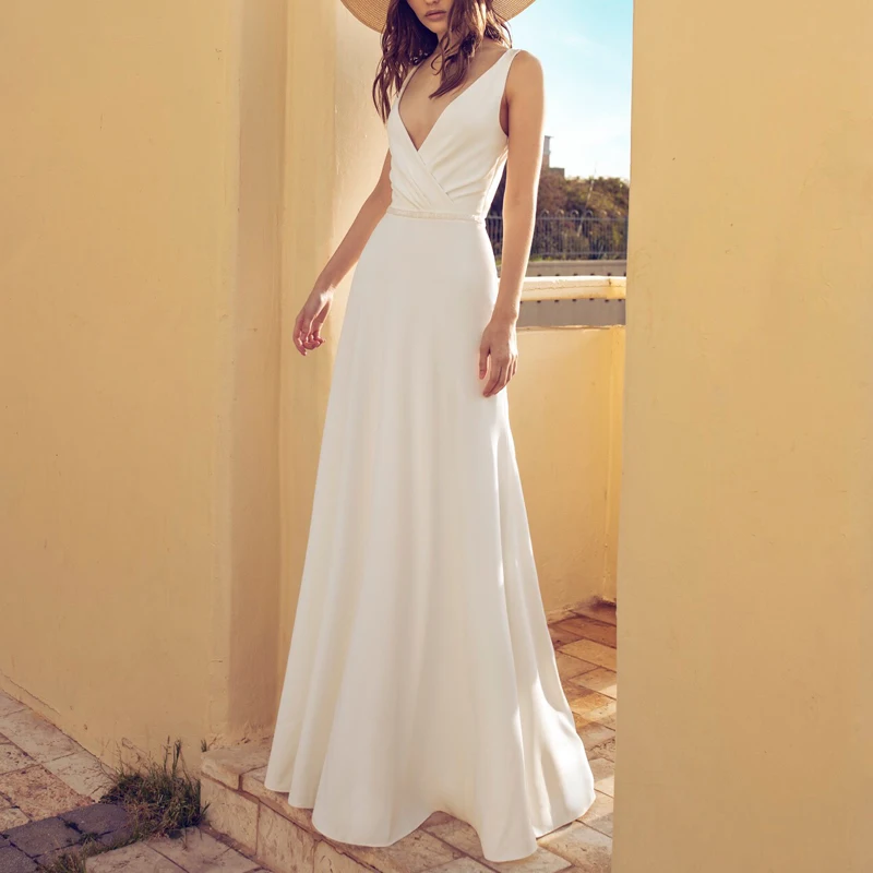 Новая Фея s тонкая и длинная белая Фея шикарная нежная v-образный вырез открытая спина шоу тонкая подтяжка большие качели - Цвет: see chart