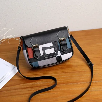

Fashion hit color shoulder small square bag female bag 2020 new wild casual small fresh crossbody bag