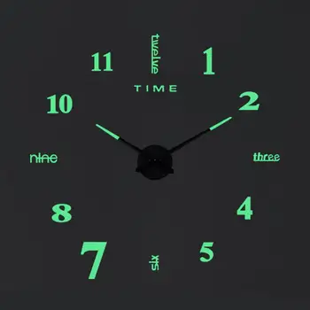 

3D Mirror Stickers Roman Numerals Wall Clock Modern DIY Wall Clock Luminous Home Decor Decoration Large Mute Wall Clock