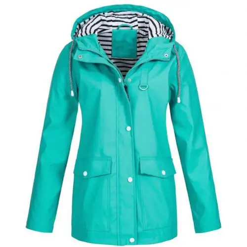 Женская быстросохнущая походная куртка, водонепроницаемая, защита от солнца, УФ-защита, пальто, одноцветная, с длинным рукавом, с капюшоном, ветровка для дождя, подарок - Цвет: Blue 2