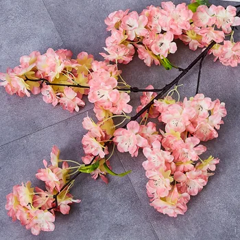 

Artificial Cherry Blossom 4 Fork with Green Leaf Pear Blossom Encryption Wedding Decoration Cherry Blossom Silk Flower Artificia