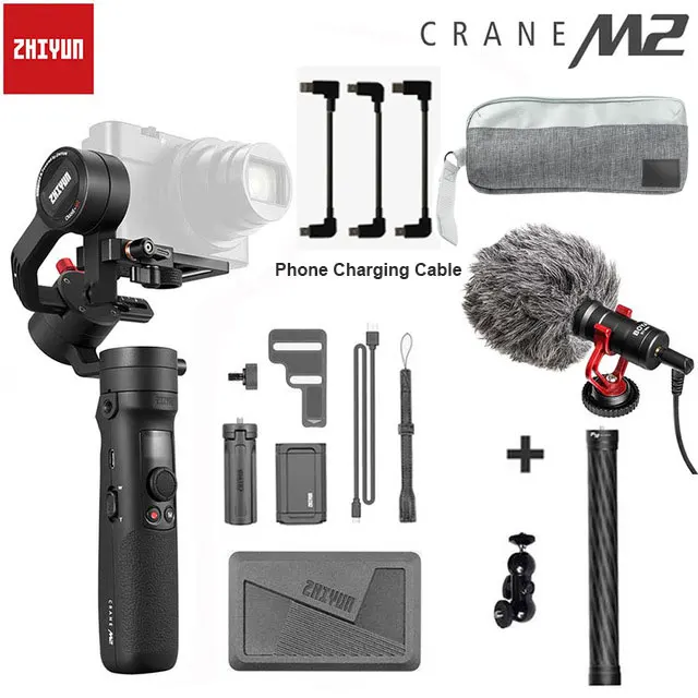 the whole set 1 Zhiyun Crane M2 3-осевой портативный монопод с шарнирным замком Камера Стабилизатор Для беззеркальных Камера s Action pk 2 Gopro Hero 5 6 7 смартфон - Цвет: the whole set 1
