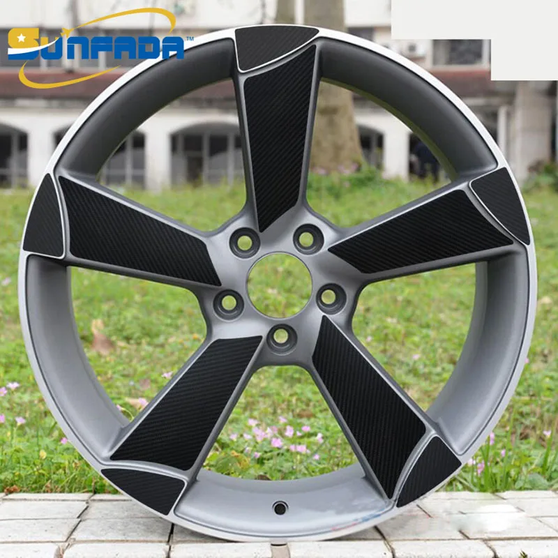 

3D Carbon/ Matte/ Glossy Black Wheel Stickers Car Styling For VW AUDI A4 B8.5 2015 Wheel Decal Vinyl Apply For 18" 19" 20"