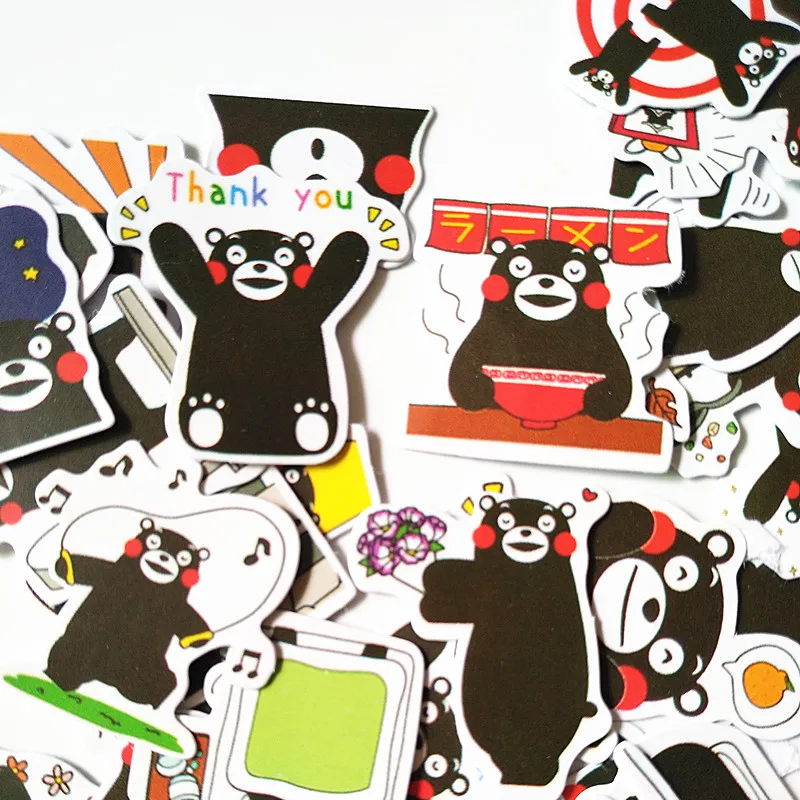 40 шт./пакет милый Kawaii черный Kumamon Bear мультяшная наклейка животное Adesivos бумага для