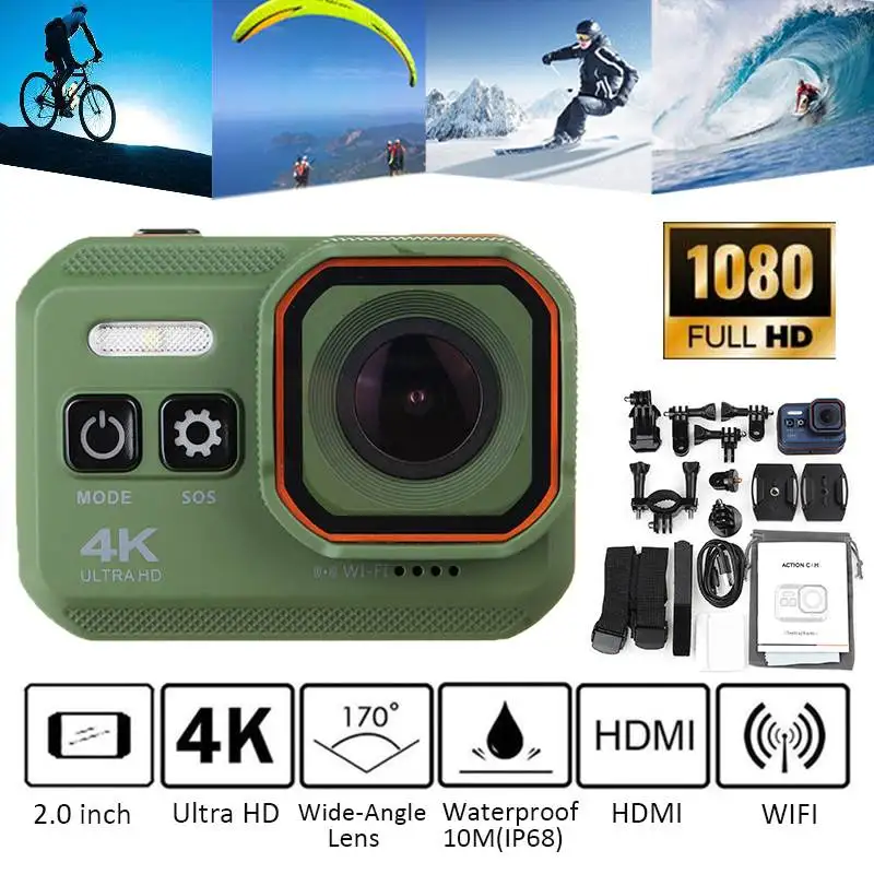 

Action Camera Ultra HD 4K/24FPS 1080P/60fps Wifi 2.0" 170D Video Recording Cameras Underwater Waterproof Video Sports Camera
