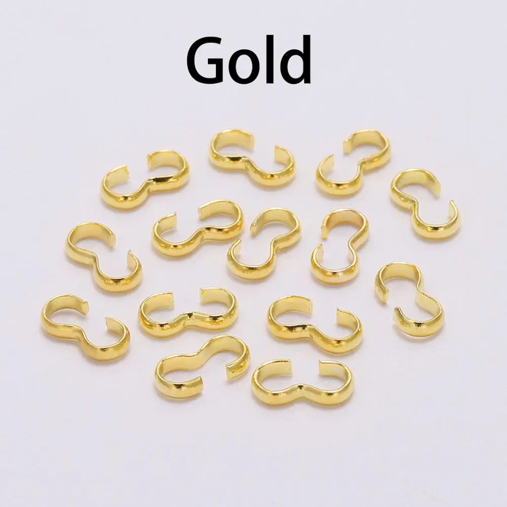 Gold 100 шт./лот, золотые, серебряные соединители для изготовления ювелирных изделий, аксессуары, DIY, браслет, соединитель, подвески, соединитель, металлические принадлежности - Цвет: Gold