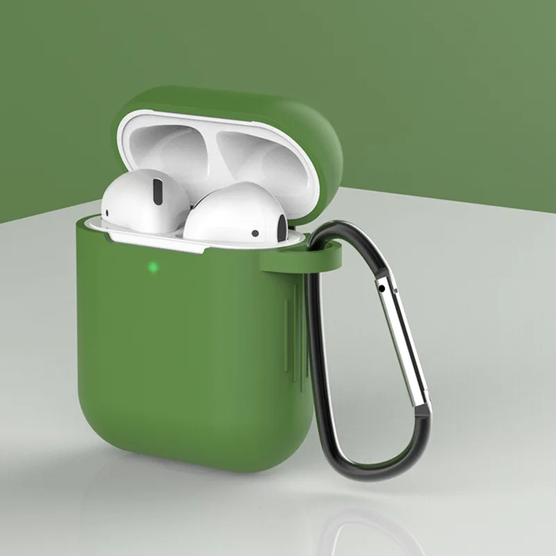 Green Чехол для наушников IKSNAIL для Apple AirPods1 2 силиконовый чехол беспроводной Bluetooth наушники Air Pods Чехол защитный для AirPod чехол - Цвет: Green