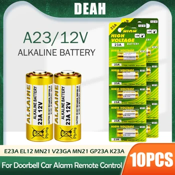 10 Uds 12V 12V batería alcalina A23 23A 23GA A23S E23A EL12 MN21 MS21 V23GA L1028 GP23A LRV08 para Control remoto timbre celular seco