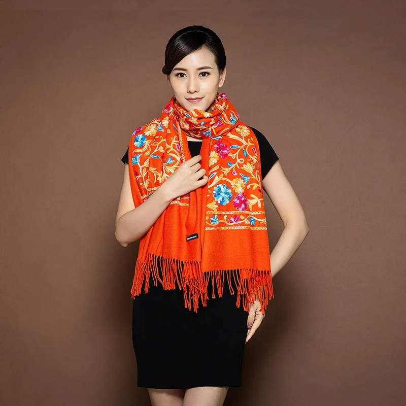 Brand Scarf For Women Winter Embroidery Neck Cashmere Scarves Lady Shawl Wrap Female Foulard Blanket Tassel Bandana Femme